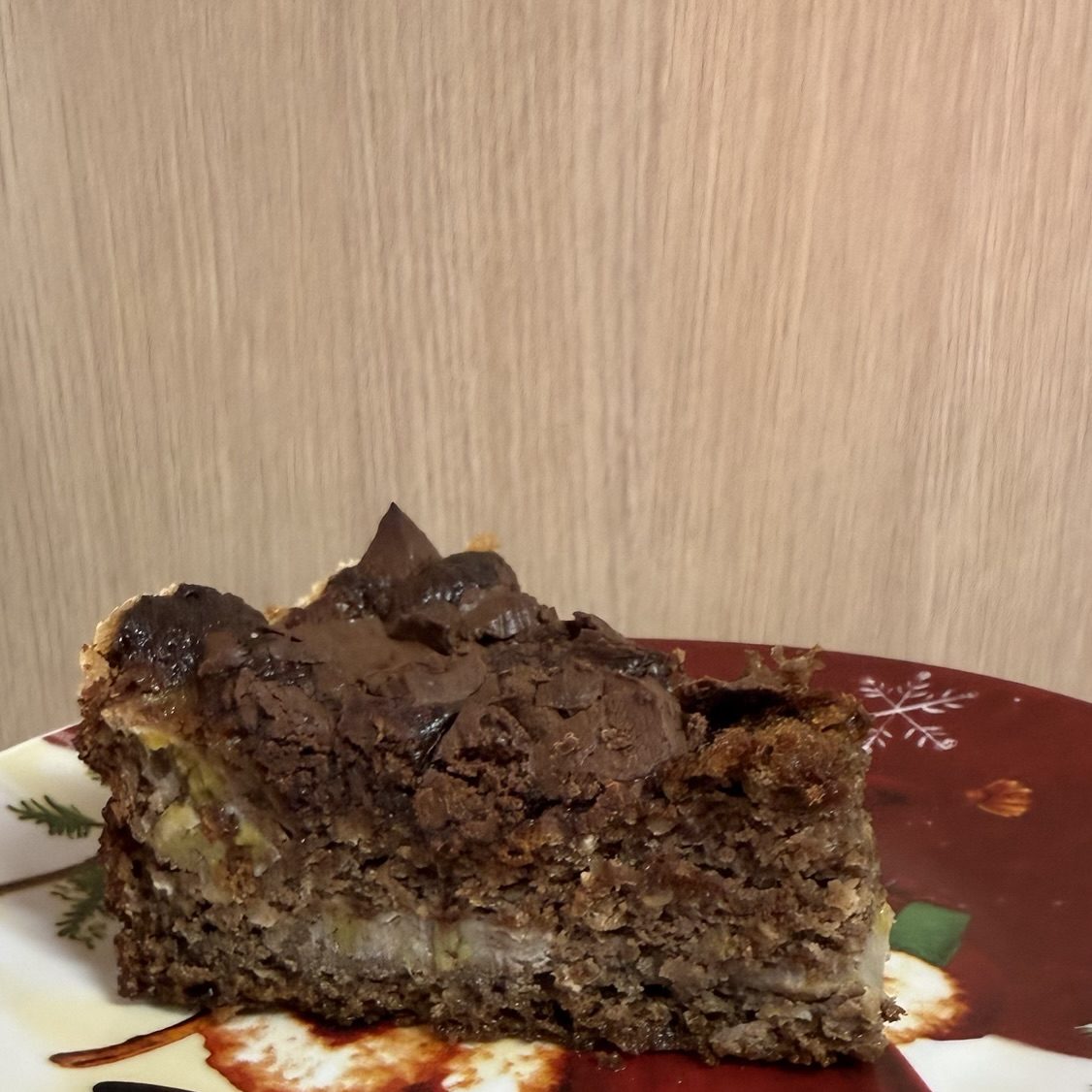 Bolo de banana, cacau e aveia